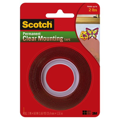 Scotch Clear Double-Sided Mounting Tape 410S-SR 1″ × 60″ (2.54 cm × 1.52 m) - All Tool & Supply