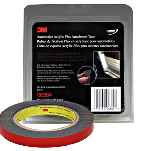 3M Automotive Acrylic Plus Attachment Tape 06384 Black 1.12 mm 1/2″ × 5 yd - All Tool & Supply