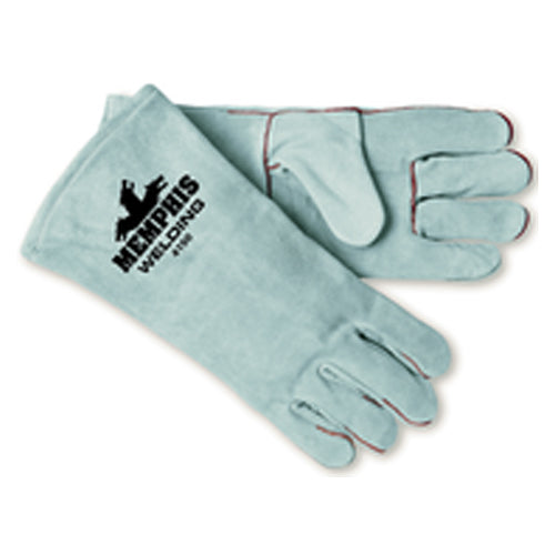 Welding Gloves - Gray Economy Shoulder Grade - Cotton Lined - Wing Thumb - Size Large - All Tool & Supply