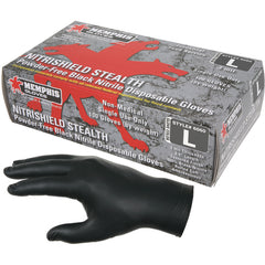 NitriSheild Stealth Gloves - 3 mil Black Nitrile - Industrial/Food Grade - Powder Free - Box of 100 - Size X-Large - All Tool & Supply