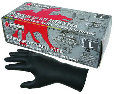 NitriSheild Stealth- 6 Mil Black Nitrile, PF Disposable Gloves - Size L - All Tool & Supply