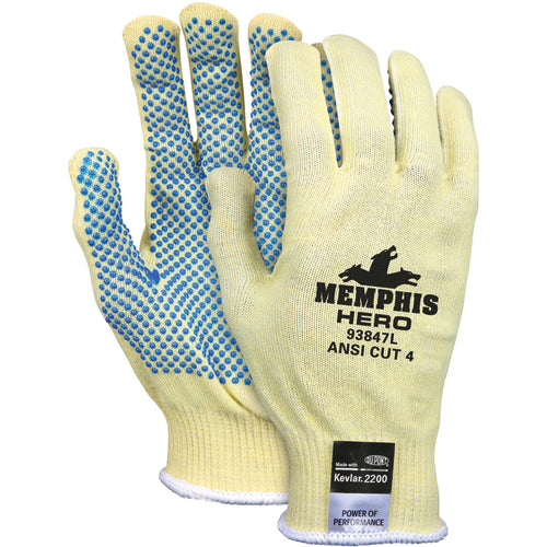 MCR Safety Cut Pro Hero Gloves - 13 Gauge Kevlar / Stainless Steel / Spandex - PVC Dots on Palm - Size X-Large - All Tool & Supply