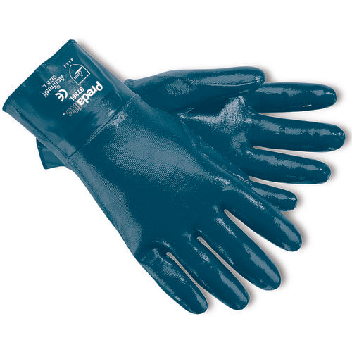 Predalite Gloves - Light Fully Coated Nitrile - Interlock Liner - PVC Coated Safety Cuff - Size Medium - All Tool & Supply