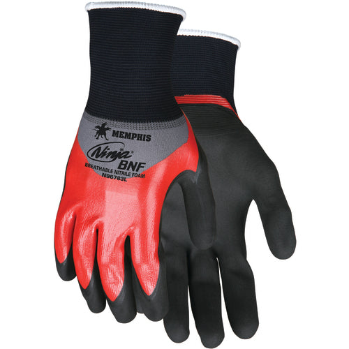 Ninja BNF Gloves with NFT Coating - 18 Gauge Nylon/Spandex - Coated Palm Fingertips and Over the Knuckle - Size Medium - All Tool & Supply