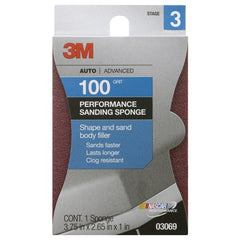 ‎3M Performance Sanding Sponge 03069 1 inch × 2-5/8 inch 100 Grit - All Tool & Supply