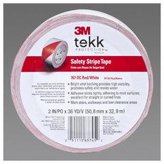 3M Safety Stripe Vinyl Tape 767 Red/White 2″ × 36 yd 5 mil Individually Wrapped Conveniently Packaged - All Tool & Supply