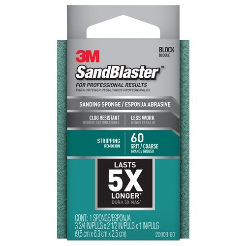 ‎3M SandBlaster Advanced Sanding Sanding Sponge 20909-60 60 grit 3-3/4″ × 2-1/2 × 1″ - All Tool & Supply