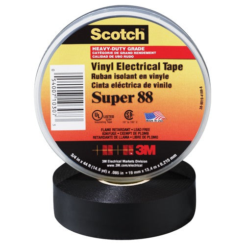 Scotch Vinyl Electrical Tape Super 88 1″ × 36 yd Black - All Tool & Supply