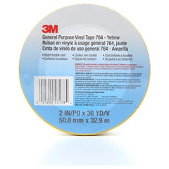 3M General Purpose Vinyl Tape 764 Yellow 2″ × 36 yd 5 mil Individually Wrapped Conveniently Packaged - All Tool & Supply