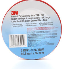 3M General Purpose Vinyl Tape 764 Red 2″ × 36 yd 5 mil Individually Wrapped Conveniently Packaged - All Tool & Supply