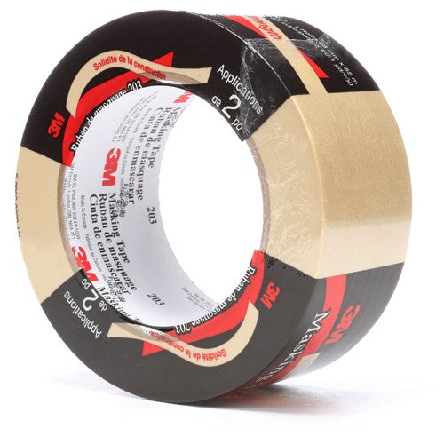 3M General Purpose Masking Tape 203 Beige 48 mm × 55 m 4.7 mil Individually Wrapped Conveniently Packaged - All Tool & Supply