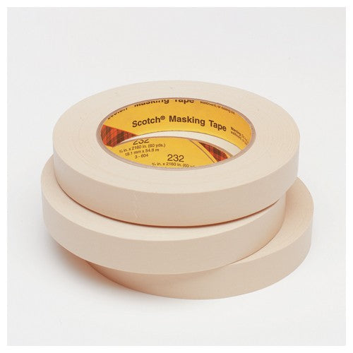 3M High Performance Masking Tape 232 Tan 12 mm × 55 m 6.3 mil - All Tool & Supply