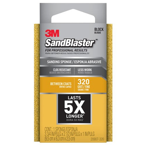 ‎3M SandBlaster Advanced Sanding Sanding Sponge 20907-320 320 grit 3-3/4″ × 2-1/2 × 1″ - All Tool & Supply