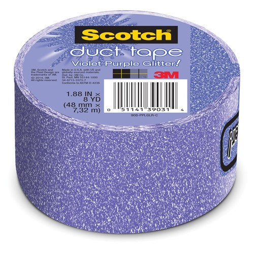 1.88 in × 10 yd (48 mm × 9.14 m) Scotch(R) Duct Tape Violet Purple Glitter Alt Mfg # 39031 - All Tool & Supply