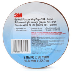 3M General Purpose Vinyl Tape 764 Brown 2″ × 36 yd 5 mil Individually Wraped Conveniently Packaged - All Tool & Supply