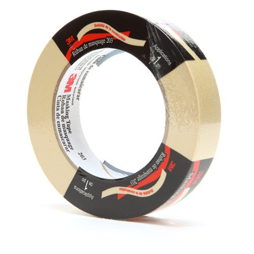 3M General Purpose Masking Tape 203 Beige 24 mm × 55 m 4.7 mil Individually Wrapped Conveniently Packaged - All Tool & Supply