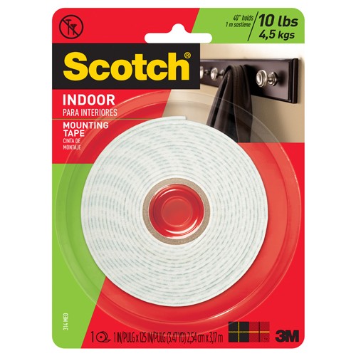 Scotch-Mount Indoor Double-Sided Mounting Tape 314H-MED-DC 1″ × 125″ (2 54 cm × 3 17 m) - All Tool & Supply