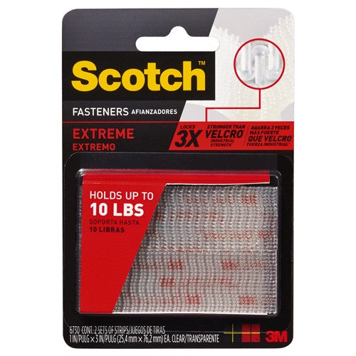 Scotch Extreme Fasteners RF6730 1″ × 3″ (25 4 mm × 76 2 mm) 2 Sets of Strips Clear - All Tool & Supply