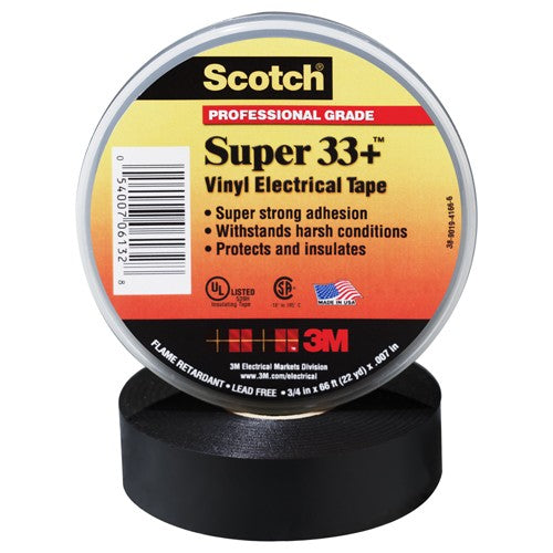 Scotch Super 33+ Vinyl Electrical Tape 3/4″ × 36 yd Black - All Tool & Supply