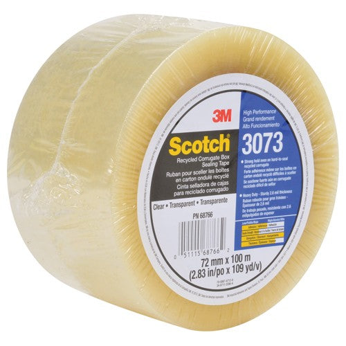 Scotch Recycled Corrugate Box Sealing Tape 3073 Clear 72 mm × 100 m - All Tool & Supply