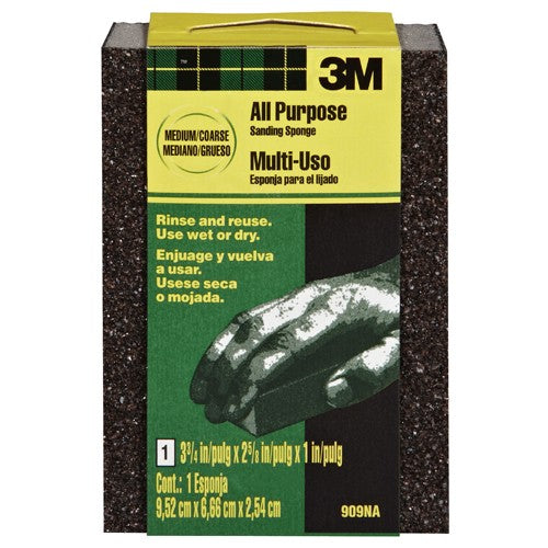 3M Sanding Sponge 909-ESF Dual Grit Block 3 3/4″ × 2 5/8″ × 1″ (9 52 cm × 6 66 cm × 2 54 cm) Medium/Coarse - All Tool & Supply