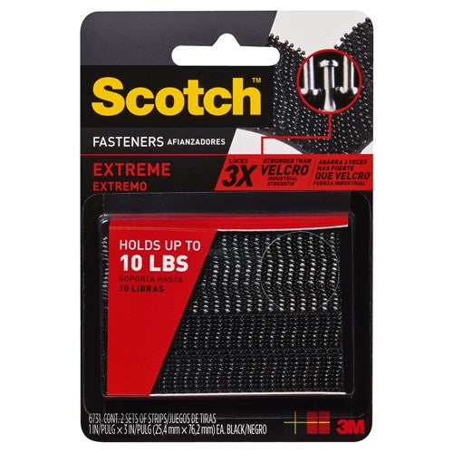 Scotch Extreme Fasteners RF6731 1″ × 3″ (25 4 mm × 76 2 mm) 2 Sets of Strips Black - All Tool & Supply