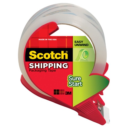 Scotch Sure Start Shipping Packaging Tape with dispenser 3450S-RD 1.88″ × 38.2 yd (48 mm × 35 m) - All Tool & Supply