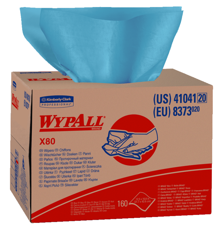 12.5 x 16.8'' - Package of 160 - WypAll X80 Brag Box - All Tool & Supply