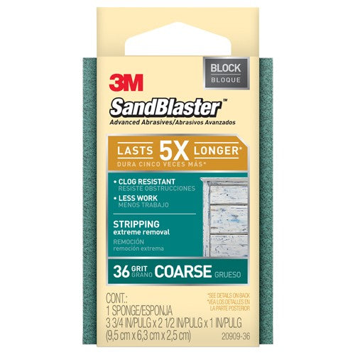 ‎3M SandBlaster Advanced Sanding Sanding Sponge 20909-36 36 grit 3-3/4″ × 2-1/2 × 1″ - All Tool & Supply