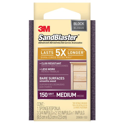 ‎3M SandBlaster Advanced Sanding Sanding Sponge 20908-150 150 grit 3-3/4″ × 2 1/2 × 1″ - All Tool & Supply