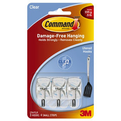 Command Small Clear Wire Hooks with Clear Strips 17067CLR-ES 3 Small Wire Hooks 4 Clear Strips - Exact Industrial Supply